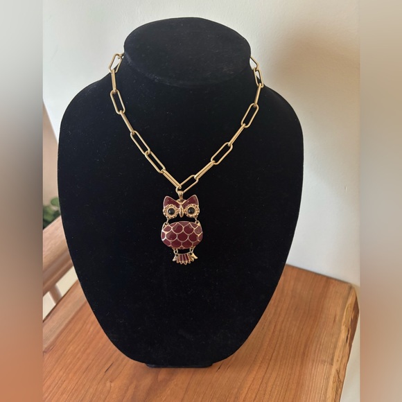 Altar'd State Gold Necklace with burgundy Owl Pendant - Picture 9 of 9